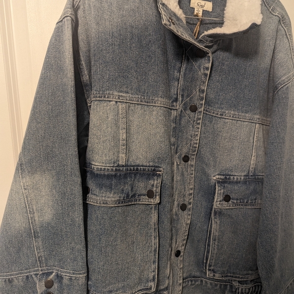 🔥NWT🔥 Large (L) Grunge Boutique Easel Jean Jacket with Fur Collar - Picture 4 of 8